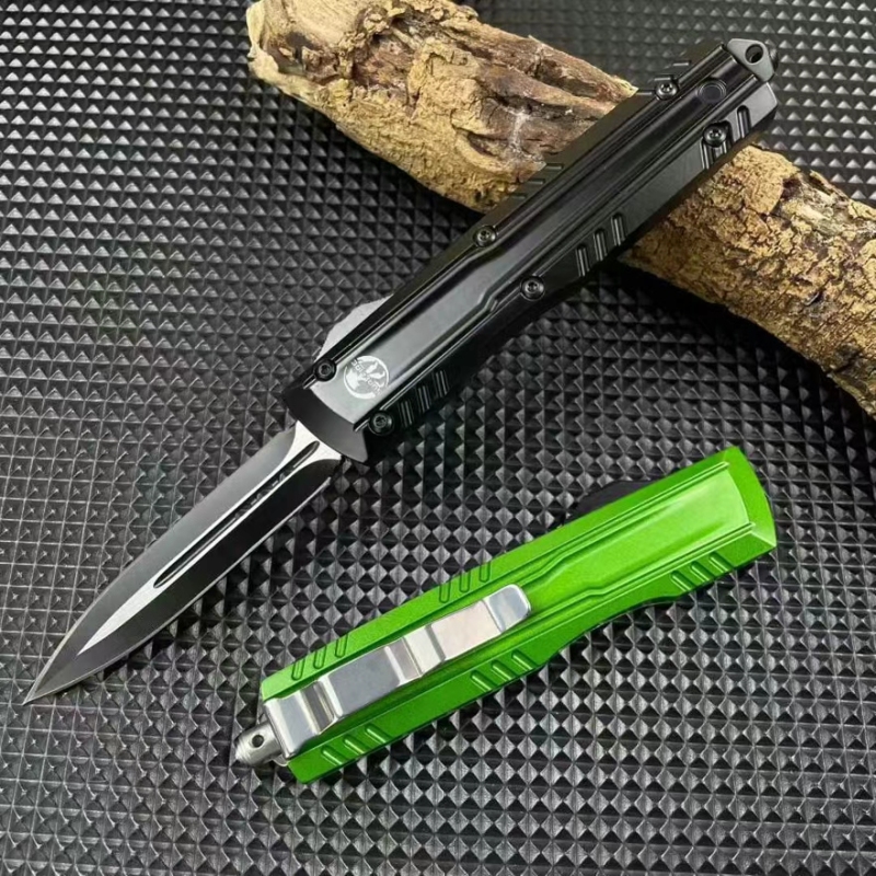 MT Combat Troodon Gen II Knives AUTO OTF Knife 3.54" 440 Double Edge Dagger Blade, Zinc Alloy Handles