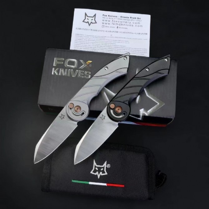 FX-2025 Euro Design Knife 2.83" M390 Satin Plain Folding Blade, 6061-Aviation Aluminum Handles