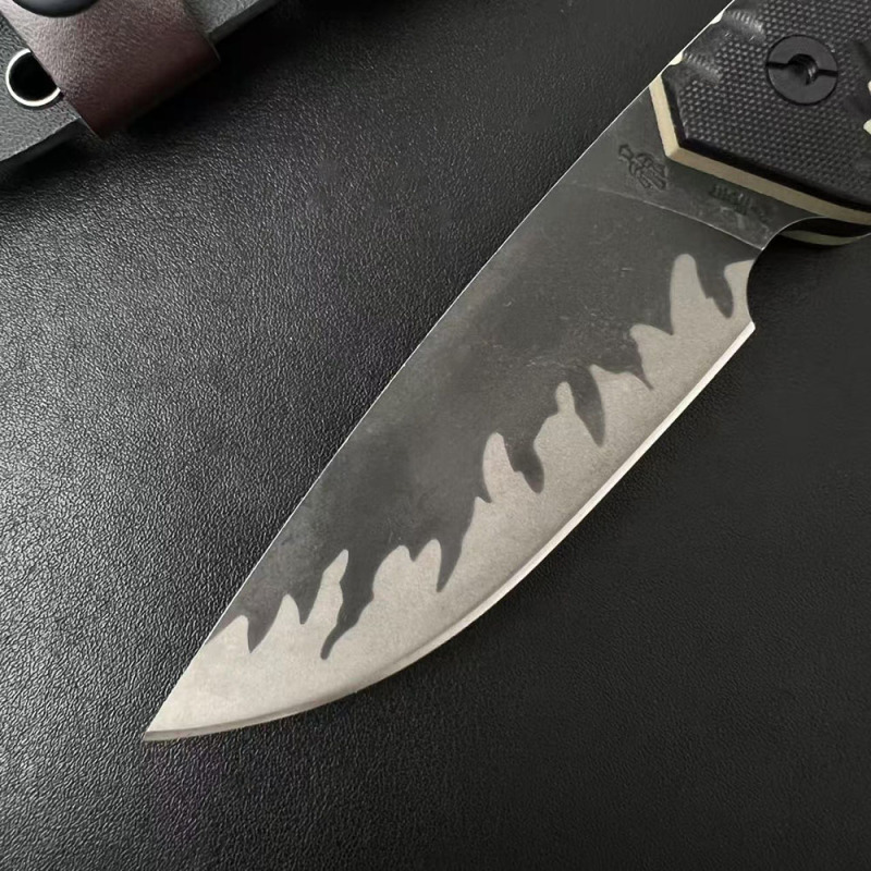 Miller Bros.BIsdes M27 Knife Fixed Blade 3.94" D2 Combo Tanto Blade, G10 Handles
