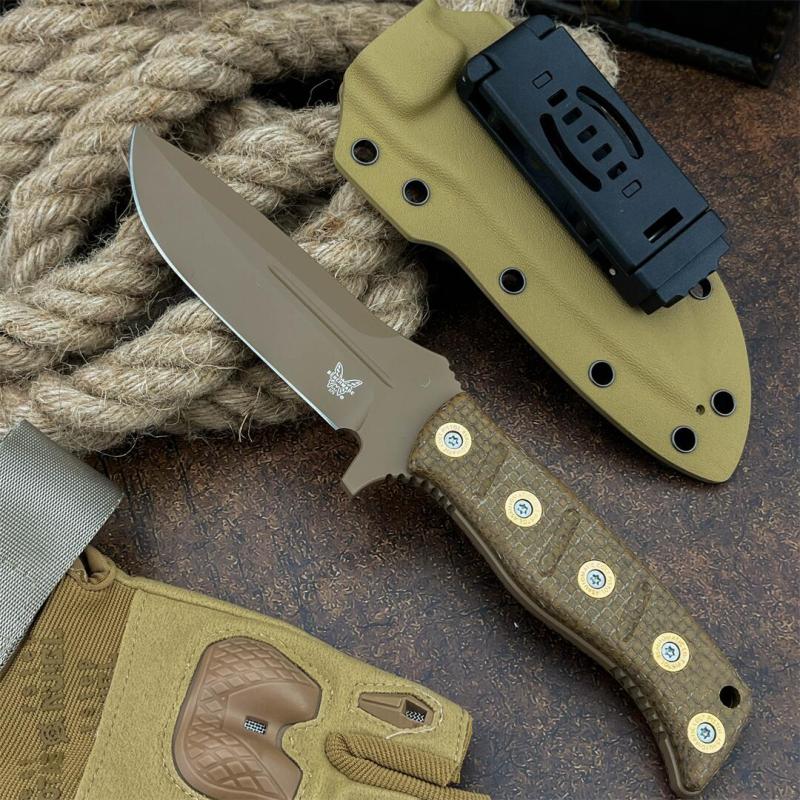 BM 375SFE Knives Shane Sibert Adamas Fixed Blade Knife 4.2" D2 Plain Blade, Micarta Handles