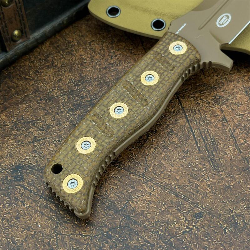 BM 375SFE Knives Shane Sibert Adamas Fixed Blade Knife 4.2" D2 Plain Blade, Micarta Handles