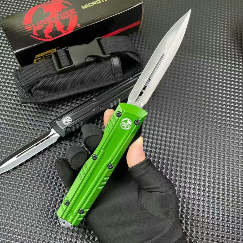 MT Combat Troodon Gen II Knives AUTO OTF Knife 3.54" 440 Double Edge Dagger Blade, Zinc Alloy Handles