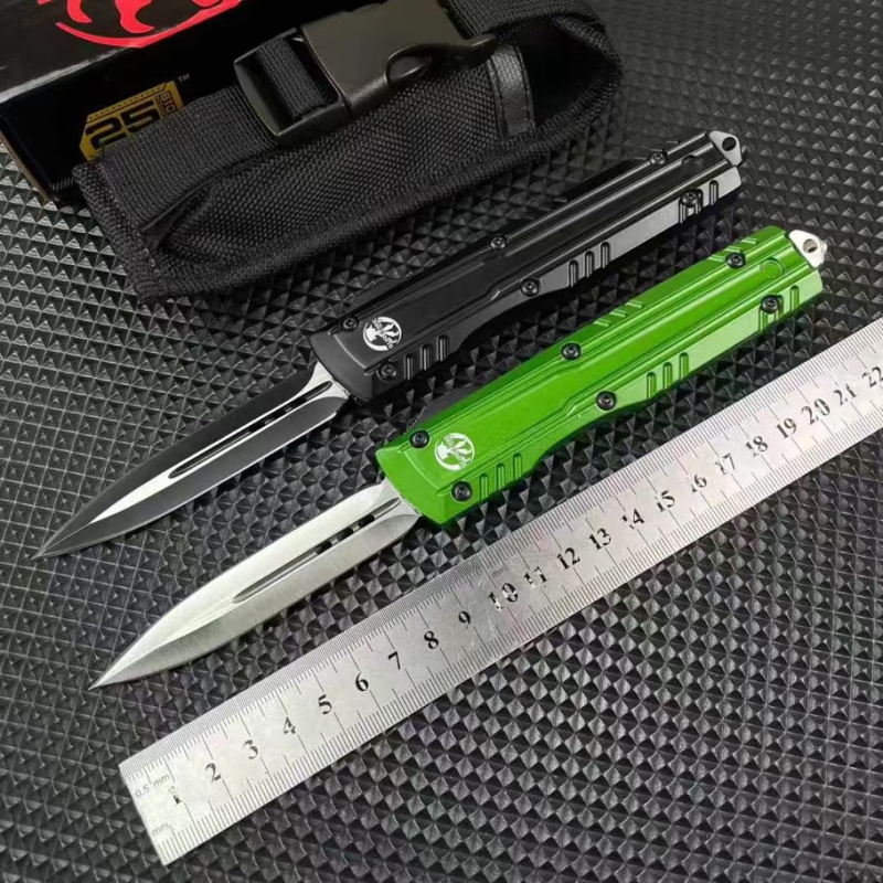 MT Combat Troodon Gen II Knives AUTO OTF Knife 3.54" 440 Double Edge Dagger Blade, Zinc Alloy Handles
