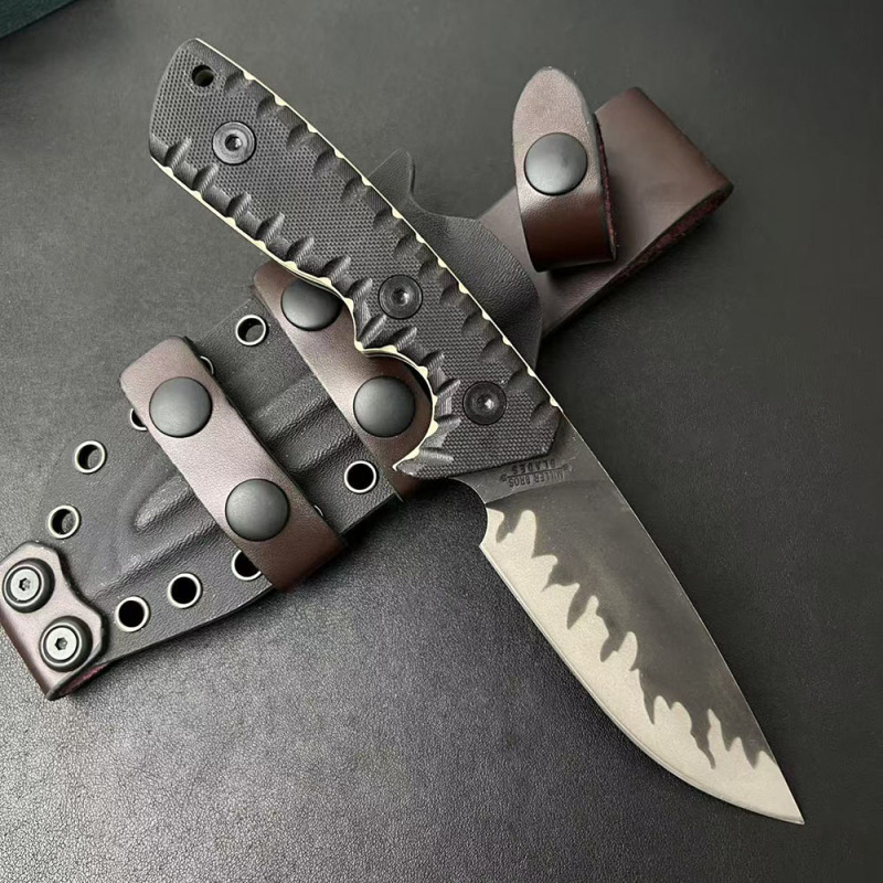 Miller Bros.BIsdes M27 Knife Fixed Blade 3.94" D2 Combo Tanto Blade, G10 Handles