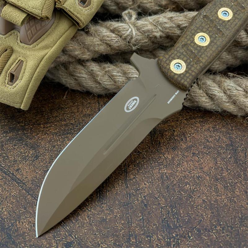 BM 375SFE Knives Shane Sibert Adamas Fixed Blade Knife 4.2" D2 Plain Blade, Micarta Handles