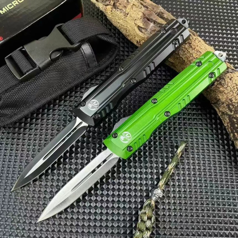 MT Combat Troodon Gen II Knives AUTO OTF Knife 3.54" 440 Double Edge Dagger Blade, Zinc Alloy Handles