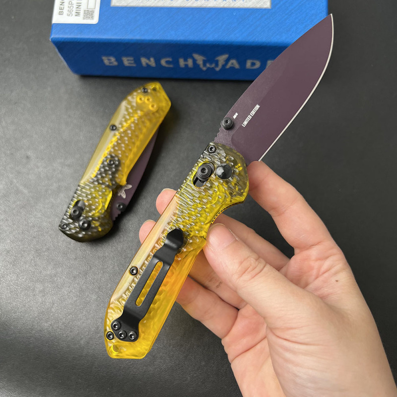 BM Mini Freek Knives Folding Knife 2.87" CPM-M4 Satin Plain Blade, PEI Handles - 565PL-2501
