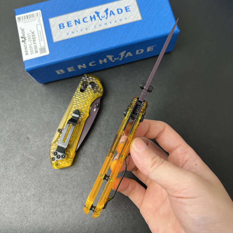BM Mini Freek Knives Folding Knife 2.87" CPM-M4 Satin Plain Blade, PEI Handles - 565PL-2501