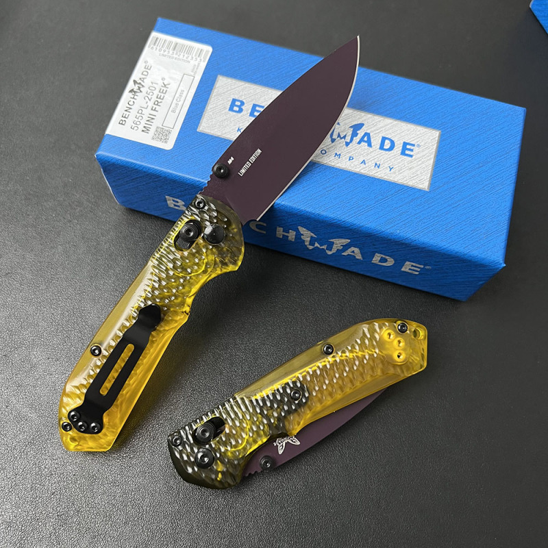 BM Mini Freek Knives Folding Knife 2.87" CPM-M4 Satin Plain Blade, PEI Handles - 565PL-2501