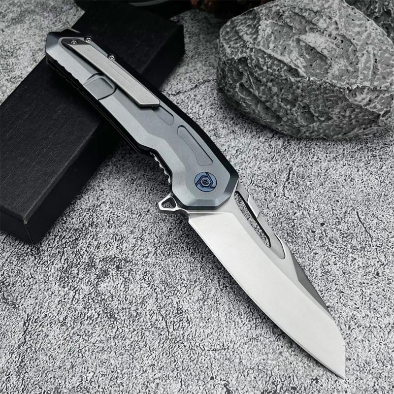 KV-Venom Knife Folding 3.54" D2 Satin Drop Point Blade, Carbon Fiber + Aluminum Handles