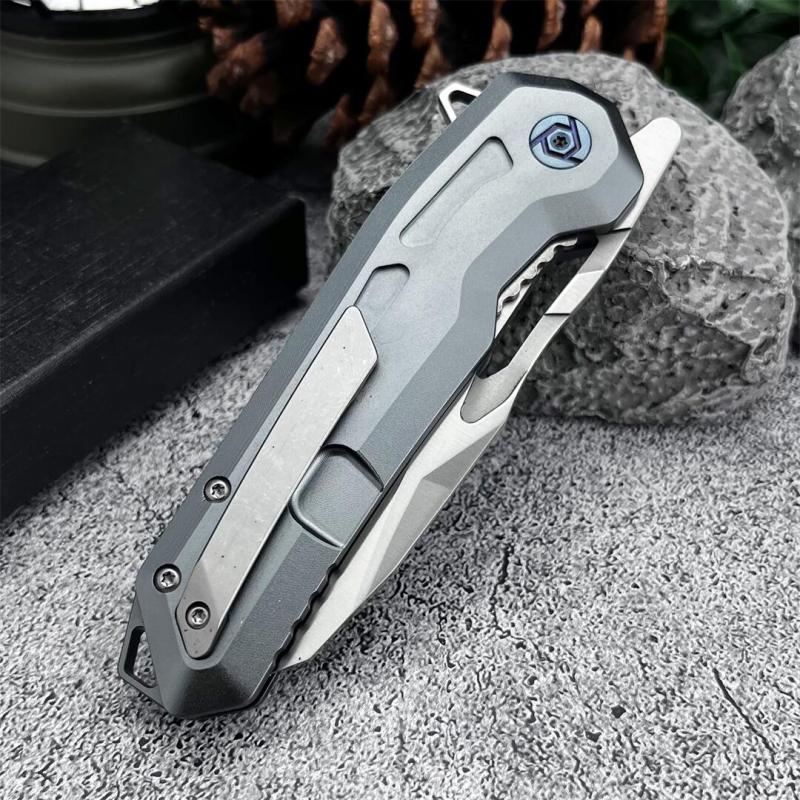 KV-Venom Knife Folding 3.54" D2 Satin Drop Point Blade, Carbon Fiber + Aluminum Handles