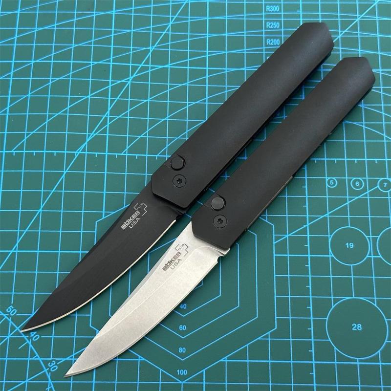 Boker Plus Kwaiken Knife AUTO Folding 3.5" 154CM Blade, Black Aluminum Handles