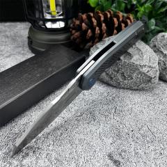 KV-Venom Knife Folding 3.54" D2 Satin Drop Point Blade, Carbon Fiber + Aluminum Handles