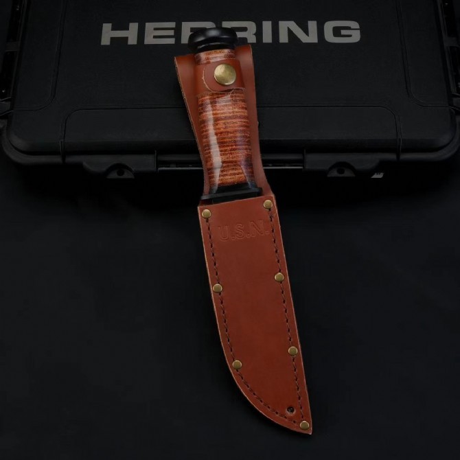 KA-BAR Mark I 2225 Knife Fixed Blade 4.33" 1095 Clip Point Blade, Cowhide Handles