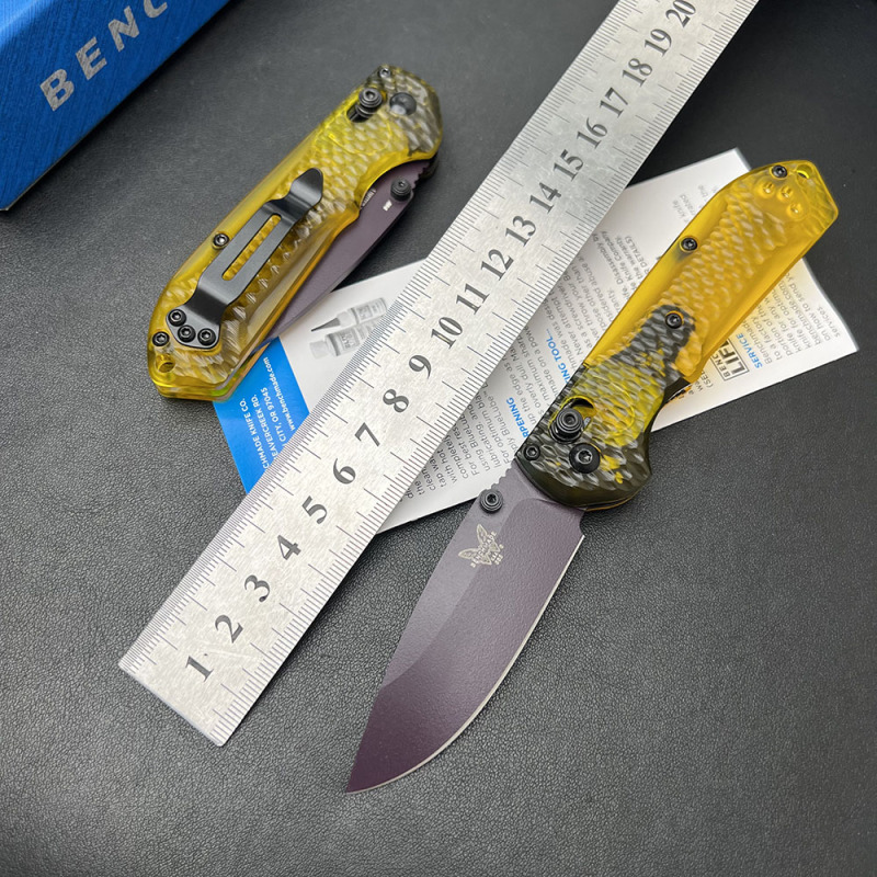 BM Mini Freek Knives Folding Knife 2.87" CPM-M4 Satin Plain Blade, PEI Handles - 565PL-2501