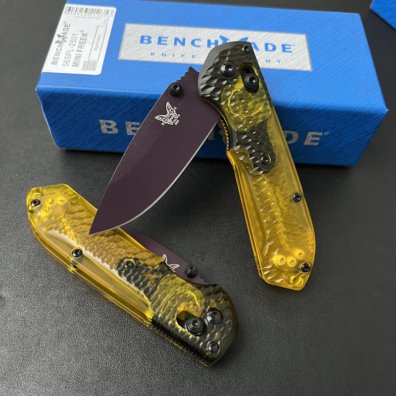 BM Mini Freek Knives Folding Knife 2.87" CPM-M4 Satin Plain Blade, PEI Handles - 565PL-2501