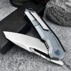 KV-Venom Knife Folding 3.54" D2 Satin Drop Point Blade, Carbon Fiber + Aluminum Handles