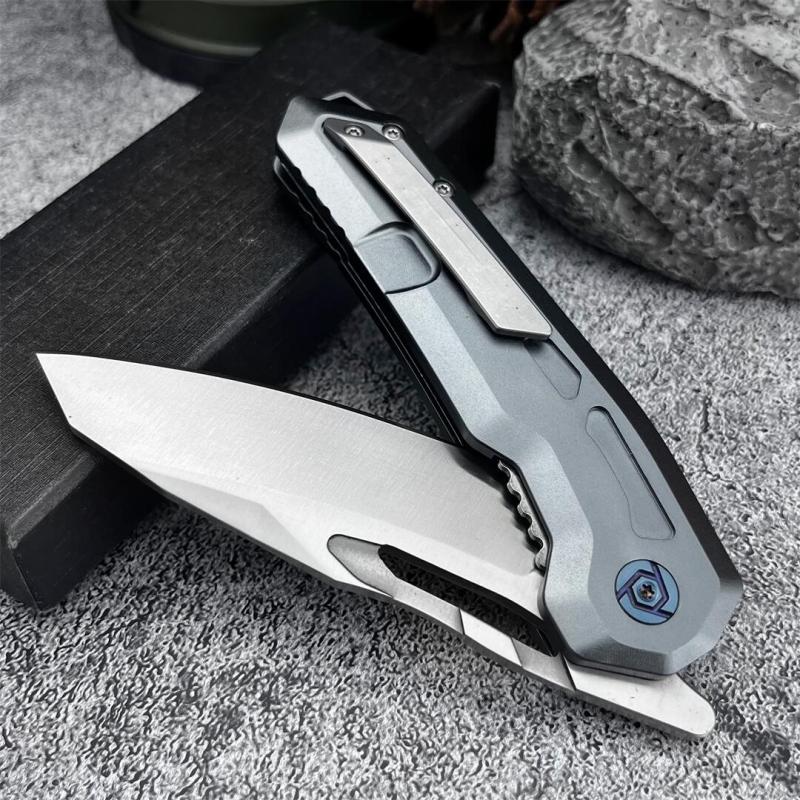 KV-Venom Knife Folding 3.54" D2 Satin Drop Point Blade, Carbon Fiber + Aluminum Handles