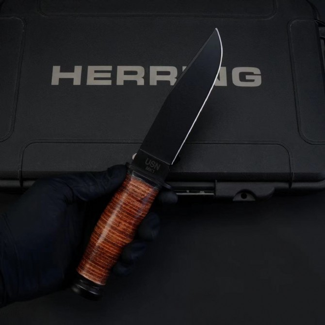KA-BAR Mark I 2225 Knife Fixed Blade 4.33" 1095 Clip Point Blade, Cowhide Handles
