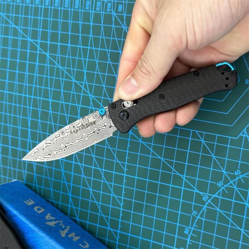 BM Mini 533 Knives  Bugout AXIS Folding Knife 2.75" S90V/Damascus Plain Blade, Carbon Fiber Handles - 533-3