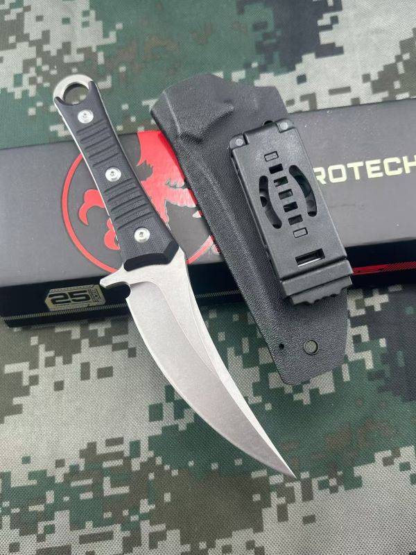 MT SBK Borka Knife Fixed Blade 4.33" M390 Dagger Blade, Milled Black G10 Handles