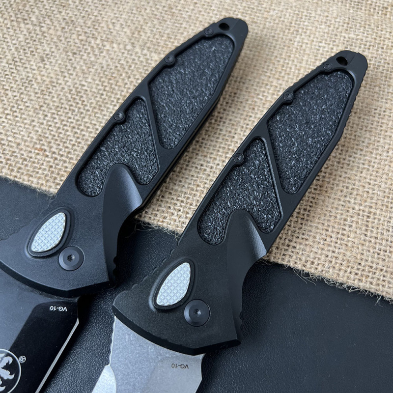 MT Delta Knives AUTO Folding Knife 3.86" VG10 Plain Blade, CNC Aluminum Handles