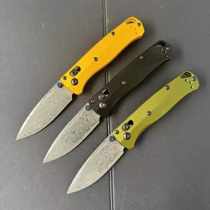 BM 533SL-10 Knives Bugout AXIS Folding Knife 2.76" Damascus Satin Plain Blade, Aluminum Handles