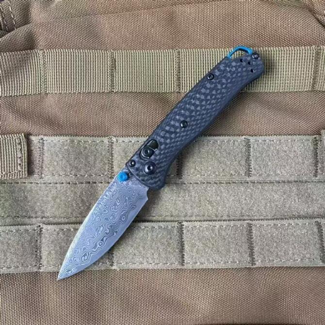 BM Mini 533 Knifes Bugout AXIS Folding Knife 2.75" Damascus Plain Blade, Carbon Fiber Handles - 533-3