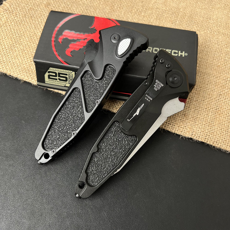 MT Delta Knives AUTO Folding Knife 3.86" VG10 Plain Blade, CNC Aluminum Handles