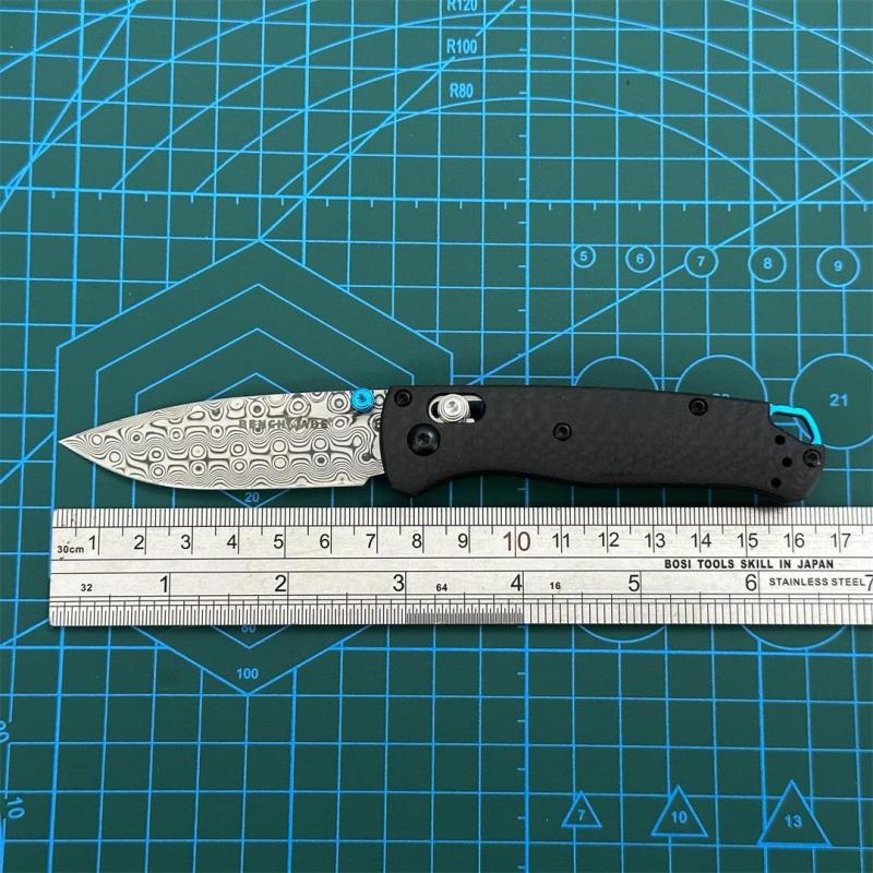 BM Mini 533 Knives  Bugout AXIS Folding Knife 2.75" S90V/Damascus Plain Blade, Carbon Fiber Handles - 533-3