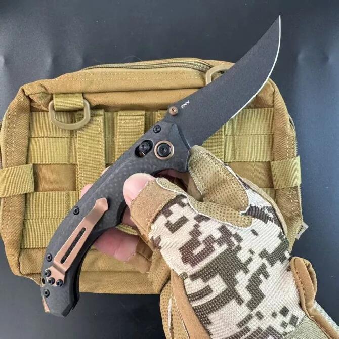 BM 865BK-02 Knifes Mini Bedlam AXIS Folding Knife 3.54" S90V Blade, Carbon Fiber Handles