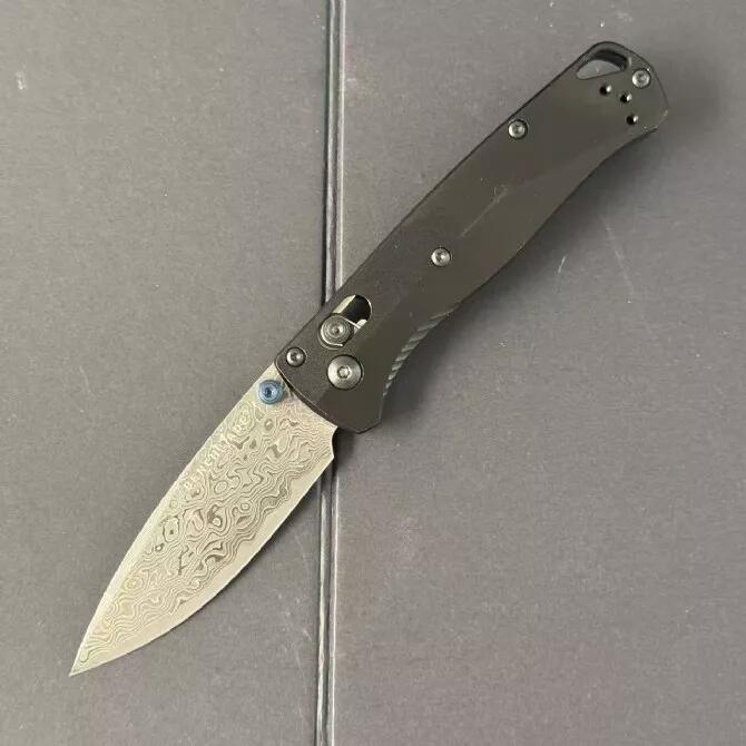 BM 533SL-10 Knives Bugout AXIS Folding Knife 2.76" Damascus Satin Plain Blade, Aluminum Handles