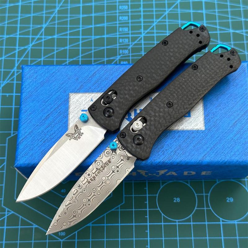 BM Mini 533 Knives  Bugout AXIS Folding Knife 2.75" S90V/Damascus Plain Blade, Carbon Fiber Handles - 533-3