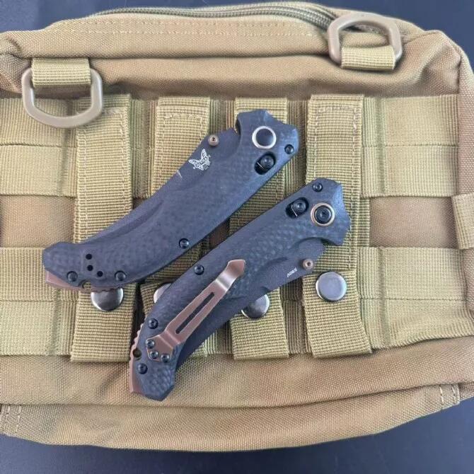 BM 865BK-02 Knifes Mini Bedlam AXIS Folding Knife 3.54" S90V Blade, Carbon Fiber Handles