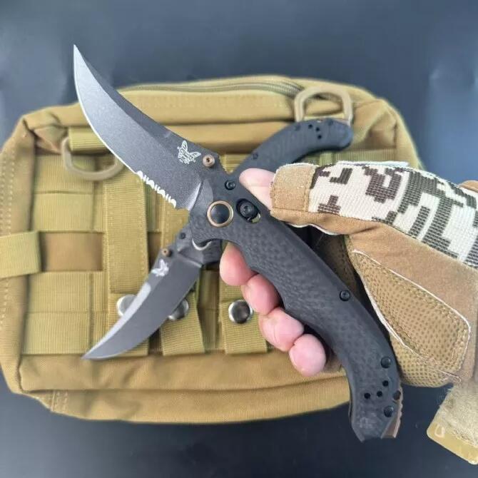 BM 865BK-02 Knifes Mini Bedlam AXIS Folding Knife 3.54" S90V Blade, Carbon Fiber Handles