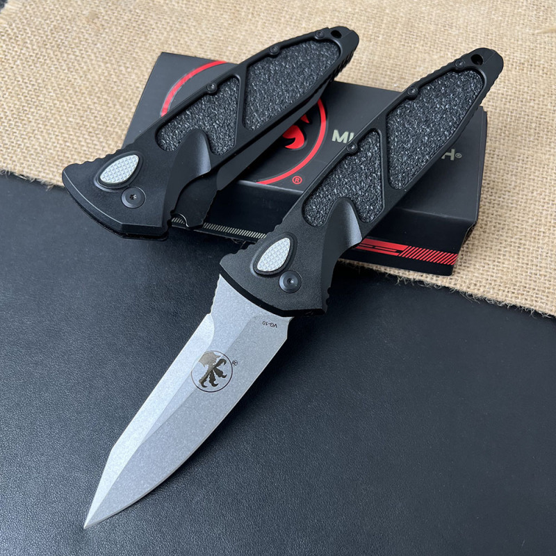 MT Delta Knives AUTO Folding Knife 3.86" VG10 Plain Blade, CNC Aluminum Handles