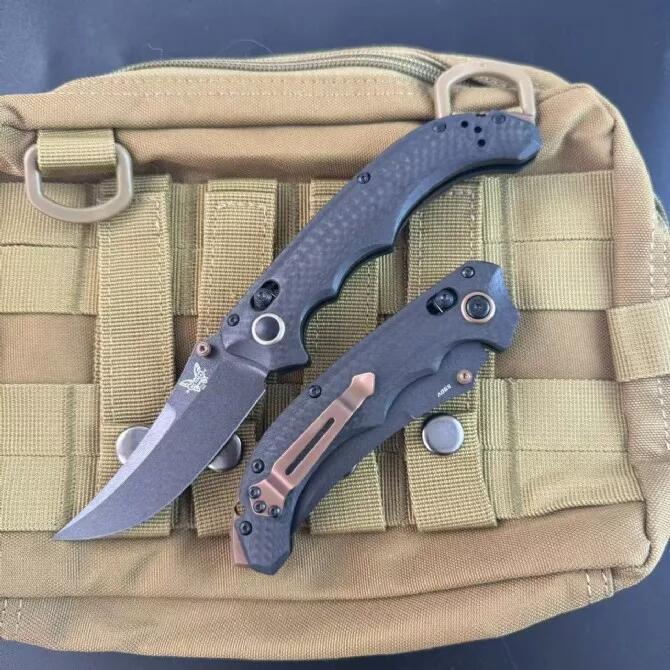 BM 865BK-02 Knifes Mini Bedlam AXIS Folding Knife 3.54" S90V Blade, Carbon Fiber Handles
