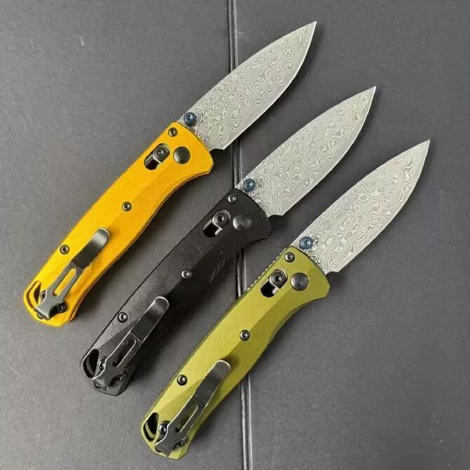 BM 533SL-10 Knives Bugout AXIS Folding Knife 2.76" Damascus Satin Plain Blade, Aluminum Handles