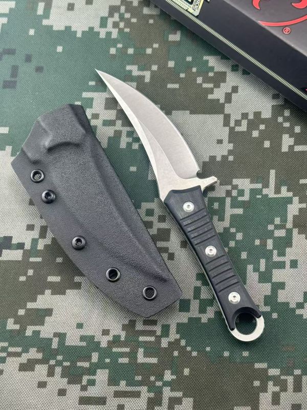MT SBK Borka Knife Fixed Blade 4.33" M390 Dagger Blade, Milled Black G10 Handles