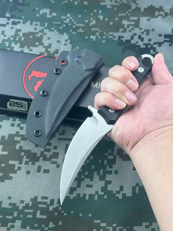 MT SBK Borka Knife Fixed Blade 4.33" M390 Dagger Blade, Milled Black G10 Handles