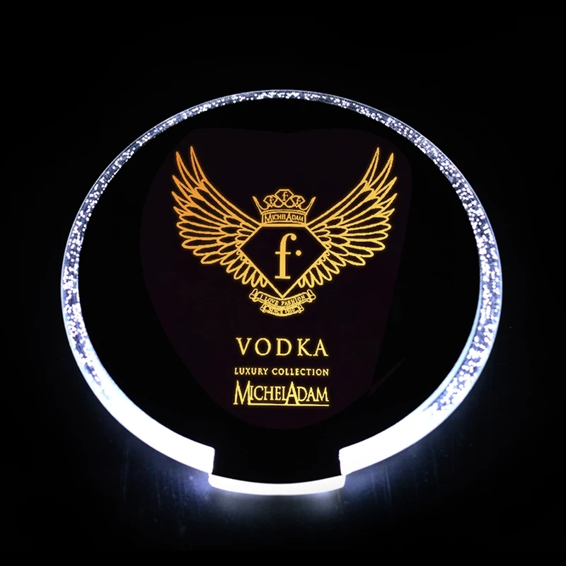 custom disposable bar plastic acrylic wine bottle glass led light up drink coasters for drink