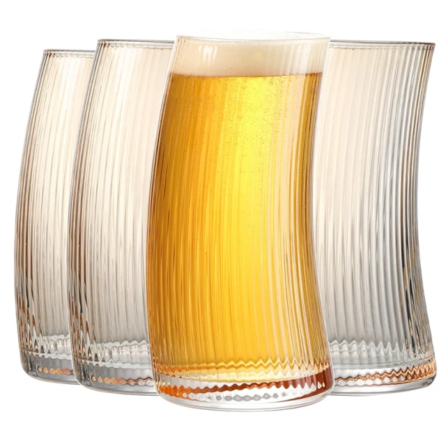 Wholesale Hot 17oz Unique Design Horn Shape Large Transparent Glass Drinking Beer Cup Glasses for Bar Decoration Holiday Gifts