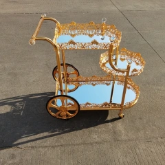 Hotel and Home Furniture Luxury Gold Metal Frame Bar Carts Drink Trolley