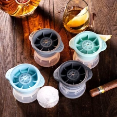 2024 hot selling Portable Custom silicone Round Clear Silicone Ice Cube Ice Sphere Bucket Mold wine Ball Maker Molds with cover