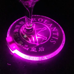 custom disposable bar plastic acrylic wine bottle glass led light up drink coasters for drink
