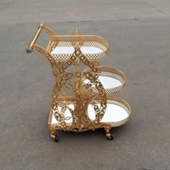 Hotel and Home Furniture Luxury Gold Metal Frame Bar Carts Drink Trolley