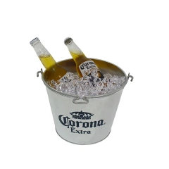 Wholesale Custom Logo Printed Metal Drink Pail Ice Container Galvanized Metal Beer Beverage Bucket Tub Corona ice bucket