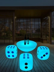 New arrival Plastic illuminated bar furniture party led light up giant dice seats bar night club led table and chairs