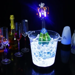 Bar Party LED Lighting Up Waterproof Round Custom Champagne Wine Beer Cooler Plastic Acrylic Led Ice Bucket