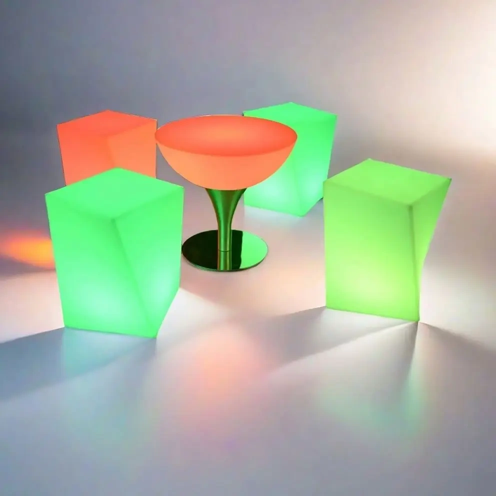 Modern Contemporary PE LED Light Bar Stool Chair High Quality Home Hotel Restaurant Cafe Bedroom School Living Room Use Wood